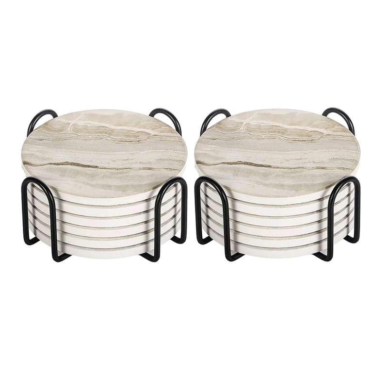 Marble Coaster Set - AT05-흡수성 컵받침 세트, 대리석 스타일 컵받침,