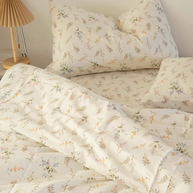 Silk Pillowcase - INS 프레시 파스토럴 플로럴 침구 세트
