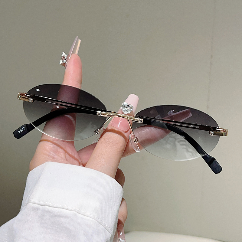 테두리가 없는 타원형 선글라스, 여성용, 그라데이션 렌 - Designer Sunglasses 리뷰 및 가격