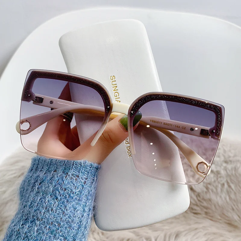 오버사이즈 선글라스 남녀 패션 무테 빈티지 사각 선글라 - Designer Sunglasses 리뷰 및 가격