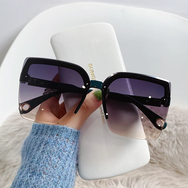 오버사이즈 선글라스 남녀 패션 무테 빈티지 사각 선글라 - Designer Sunglasses 리뷰 및 가격