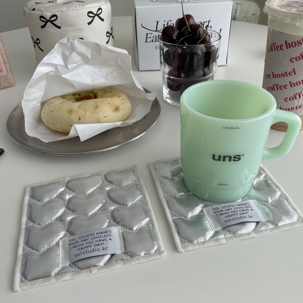 한국 인싸들이 좋아하는 퀼트 메탈 윈드 클립 코튼 코스 - Marble Coaster Set 리뷰 및 가격