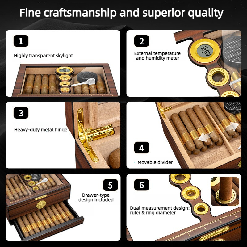 고급 수제 시더우드 시가 휴미더 박스, 30/40/50 - Luxury Gift Set 리뷰 및 가격