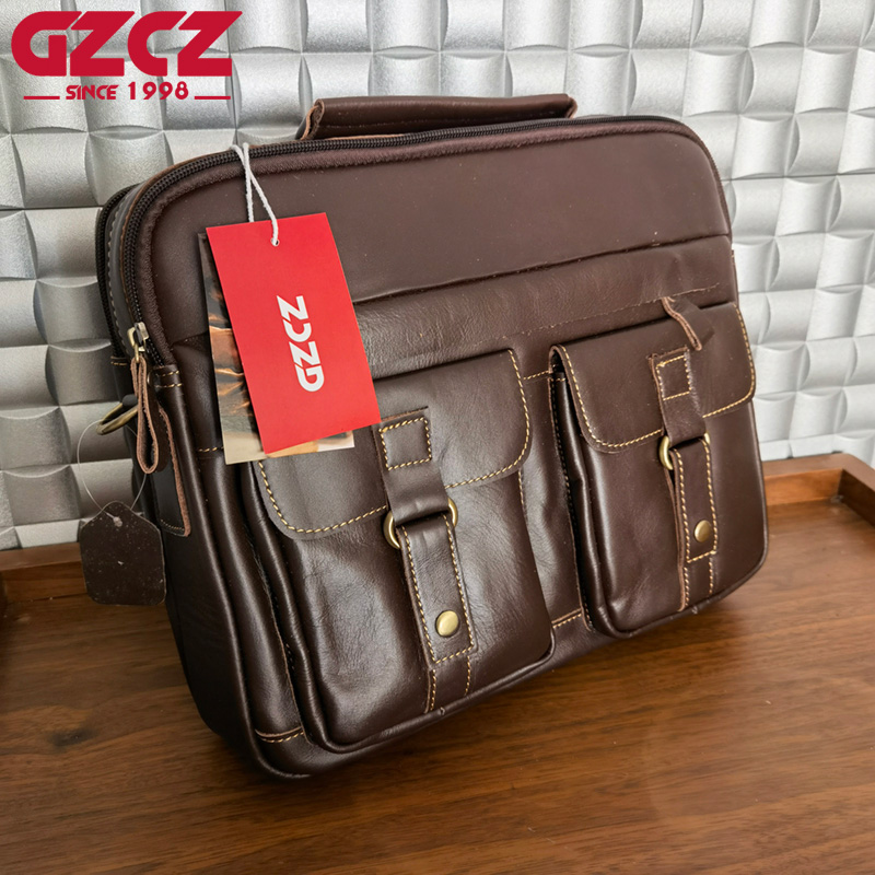 GZCZ 남성용 핸드백 레저 비즈니스 컴퓨터 가방 헤드 - Leather Briefcase 리뷰 및 가격