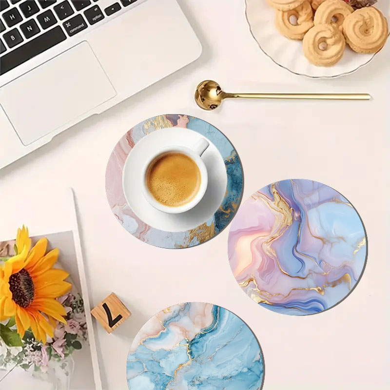 대리석 무늬 프린트 컵받침 4개, 일상 가족 파티 장식 - Marble Coaster Set 리뷰 및 가격
