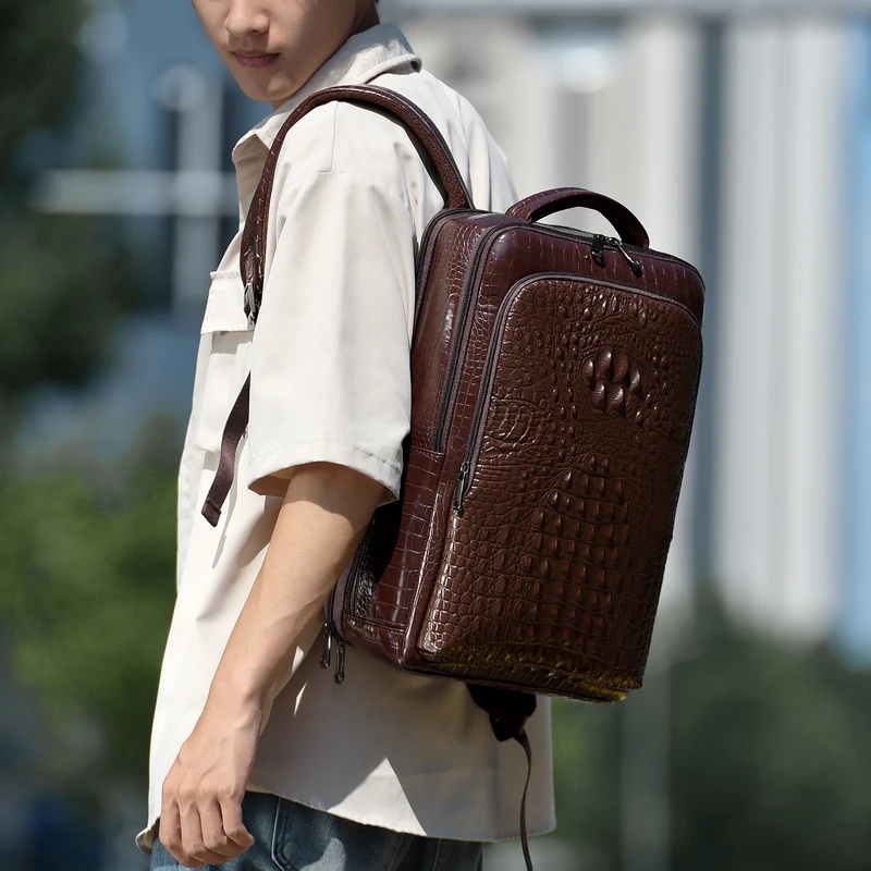 새로운 남성용 악어 무늬 가죽 노트북 백팩, USB 1 - Leather Briefcase 리뷰 및 가격