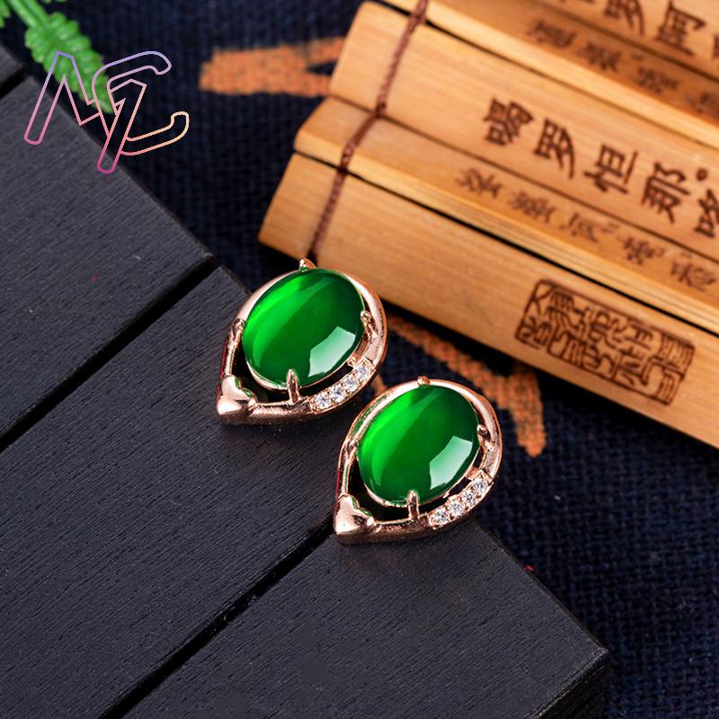 천연 옥 꽃 귀걸이 스톤 이어 스터드 탈리스만 로즈 골 - Gold Plated Jewelry 리뷰 및 가격